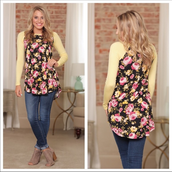 Lemon Floral🌼💐🍀Raglan Tunic